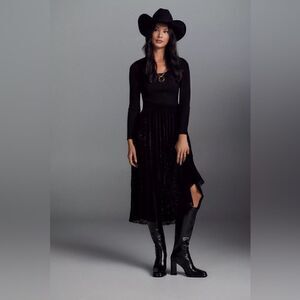 Anthropologie Sheer Lace Pleated Midi Skirt Size XS